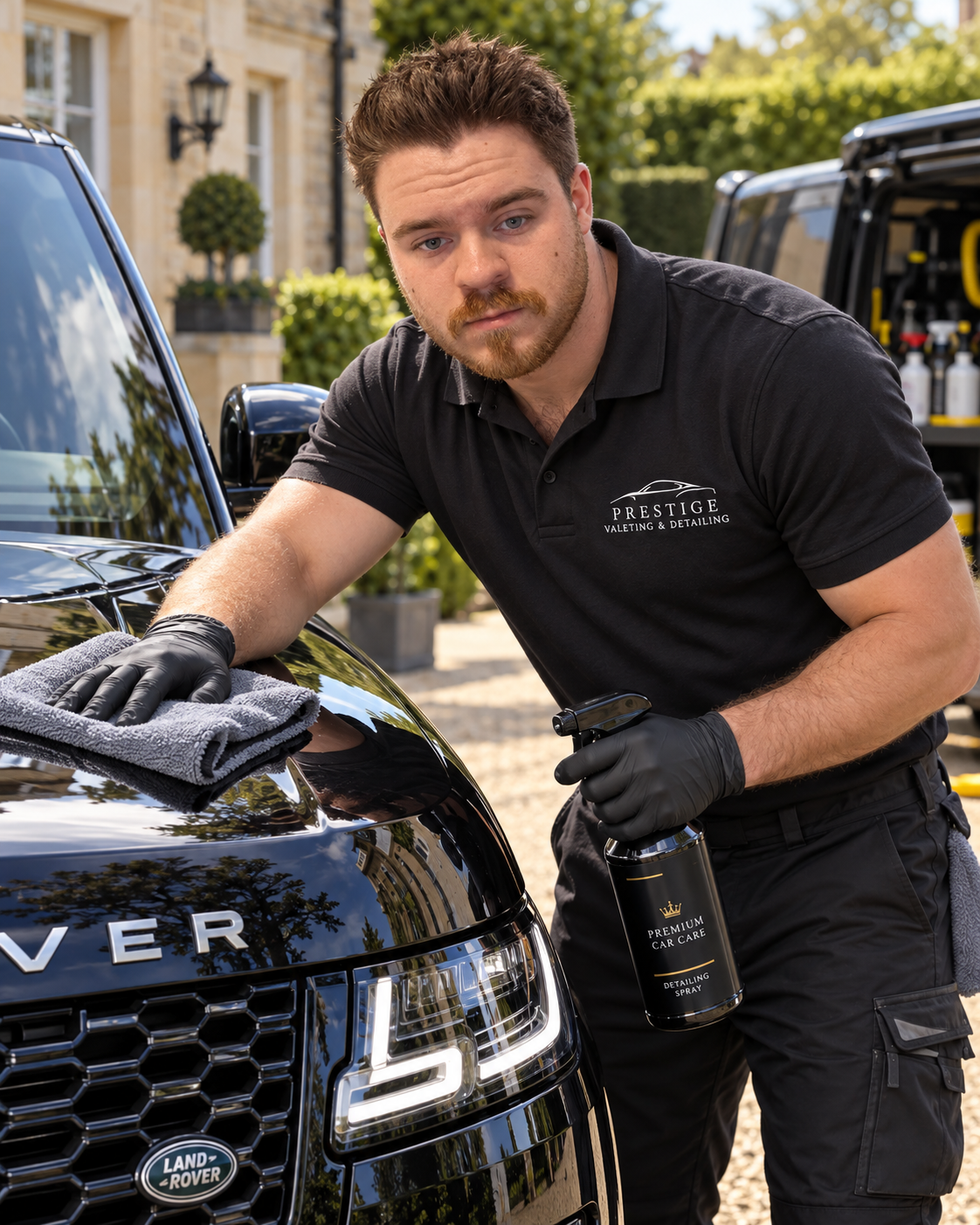 Callum Keatley detailing a black Range Rover